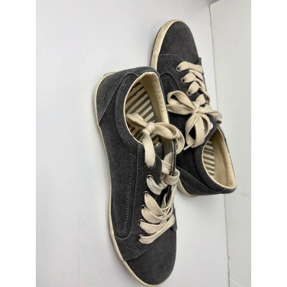 Taos Star Canvas Sneakers Charcoal Gray Lace Up Low‎ Top Shoes Womens 9 EU 40